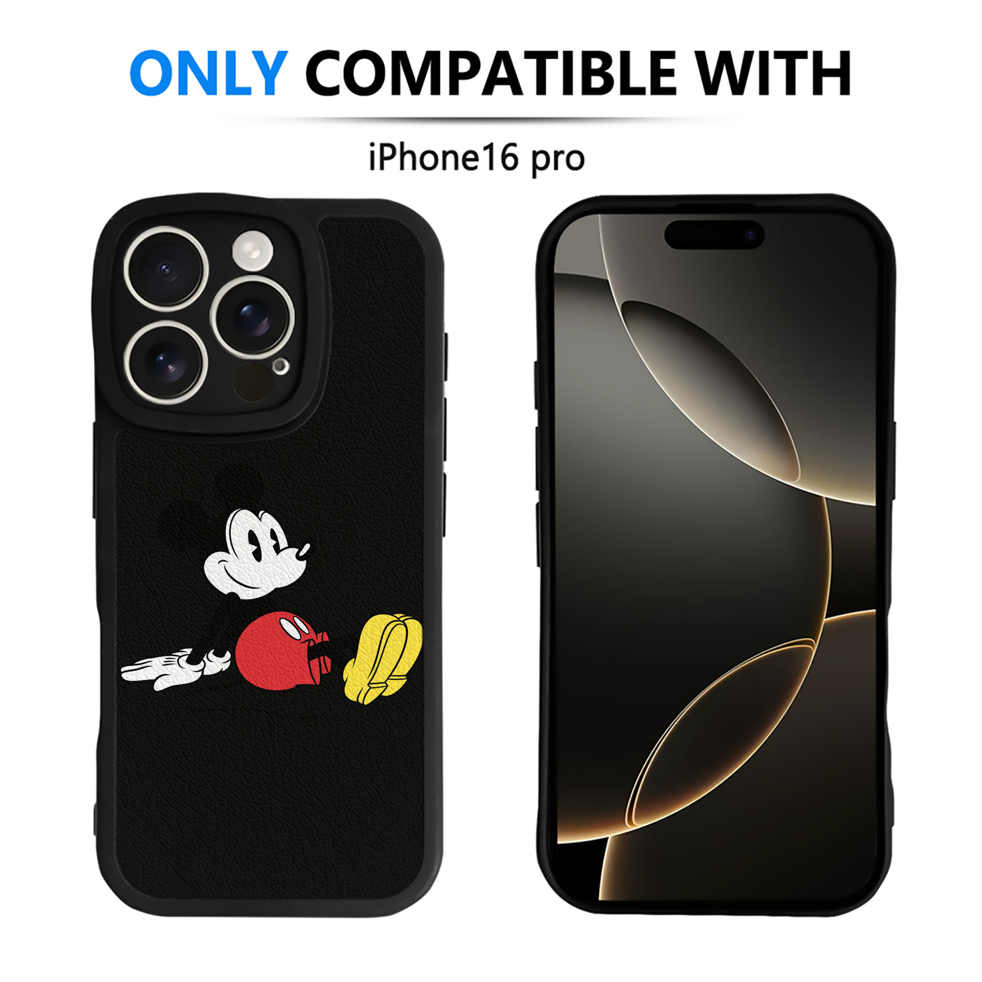 （画像用） ミッキーマウス Mickey Mouse 【iPhone 16シリーズ対応】シリコンスマホケース（レザー調） 材質：シリコン